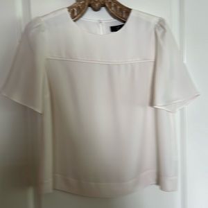 Ivory dress blouse with gathered sleeve